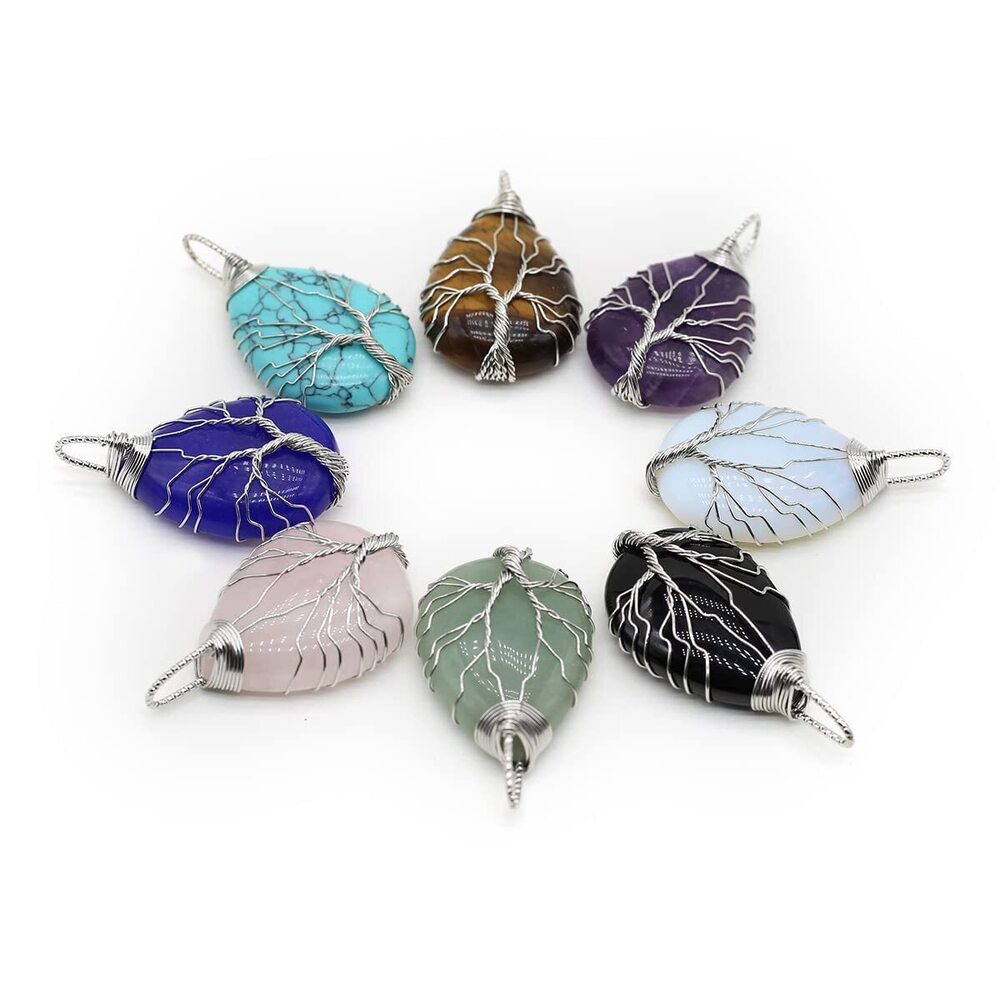 3581 4 Pcs Natural Stone Pendants Water Drop Shape Chakra Crystal Agate